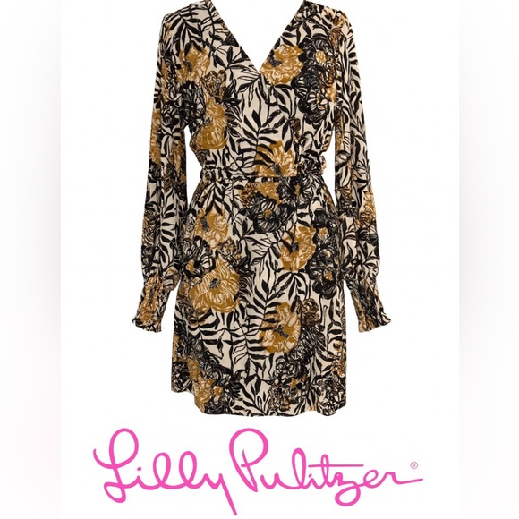 Lilly Pulitzer Dresses & Skirts - NWOT 🐆 Lilly Pulitzer Talley Onyx Peonies Floral Long Sleeve Dress Sz M